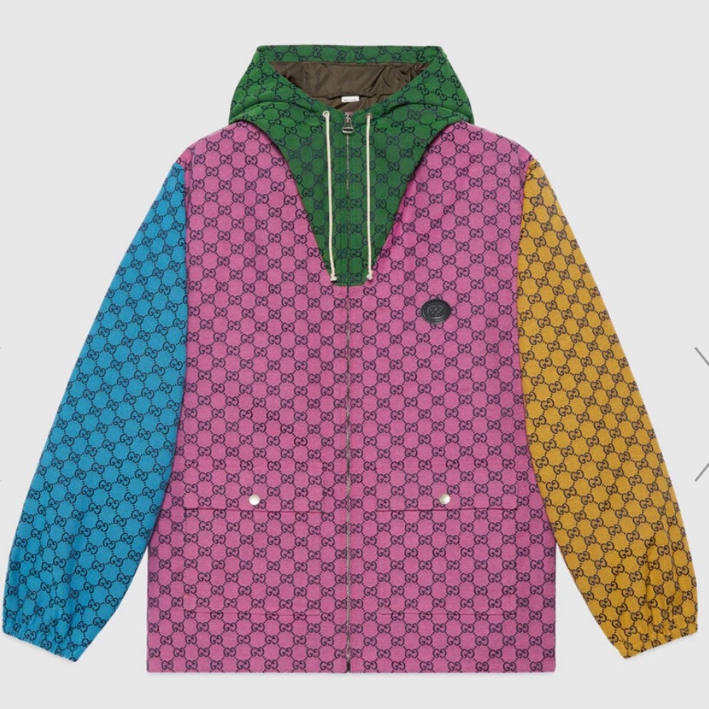 Gucci Multicolor canvas hooded jacket